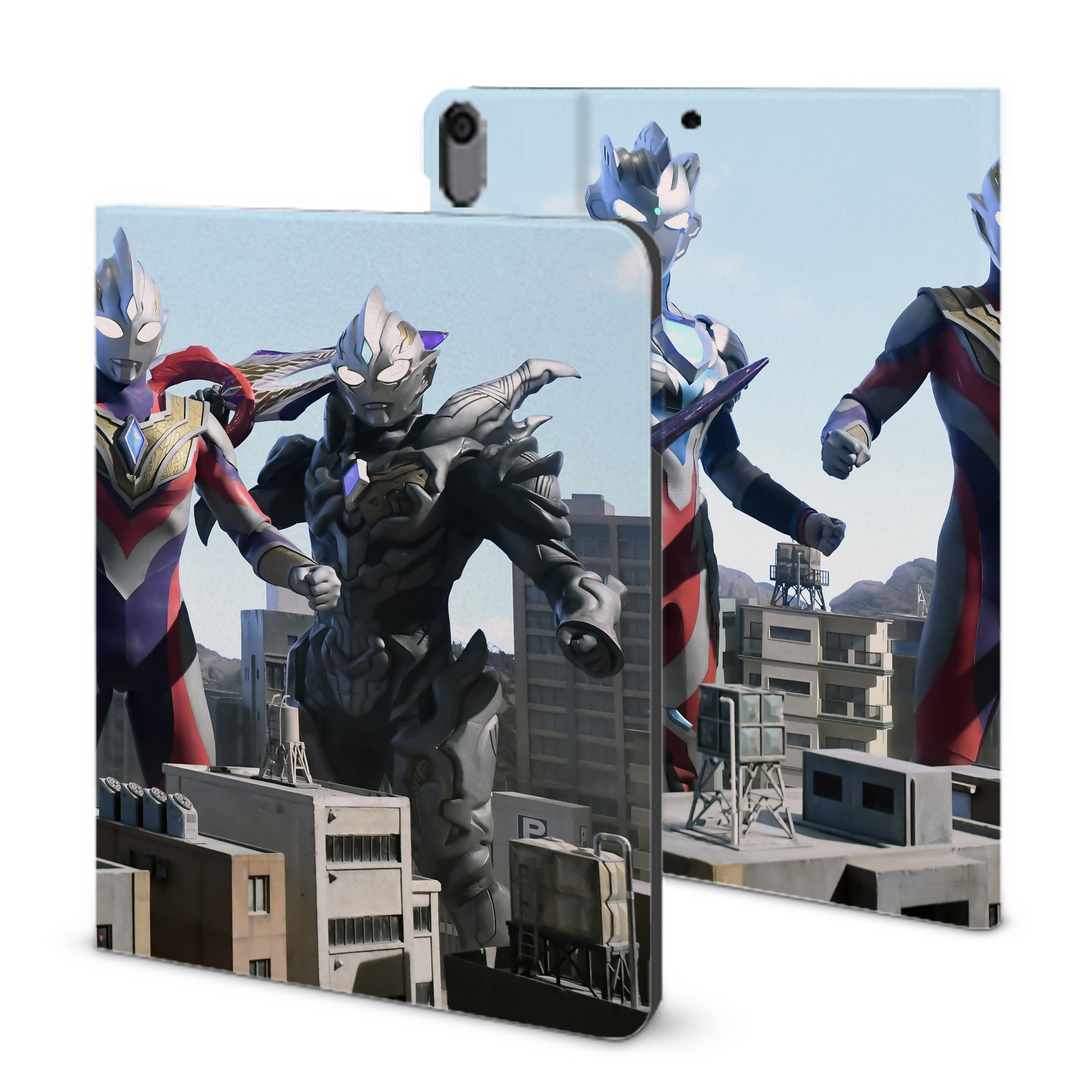 （画像用） ウルトラマン Ultraman IPad ケース ブック型 PUレザー TPU 耐衝撃 軽量 薄型 ペン収納なし 全面保護 IPad 各モデル対応